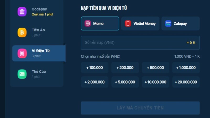 Sử dụng ví điện tử nạp tiền Lucky88 nhanh chóng, dễ dàng